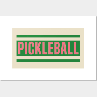 Vintage Retro Pickleball Design | Green & Pink Old Money Posters and Art